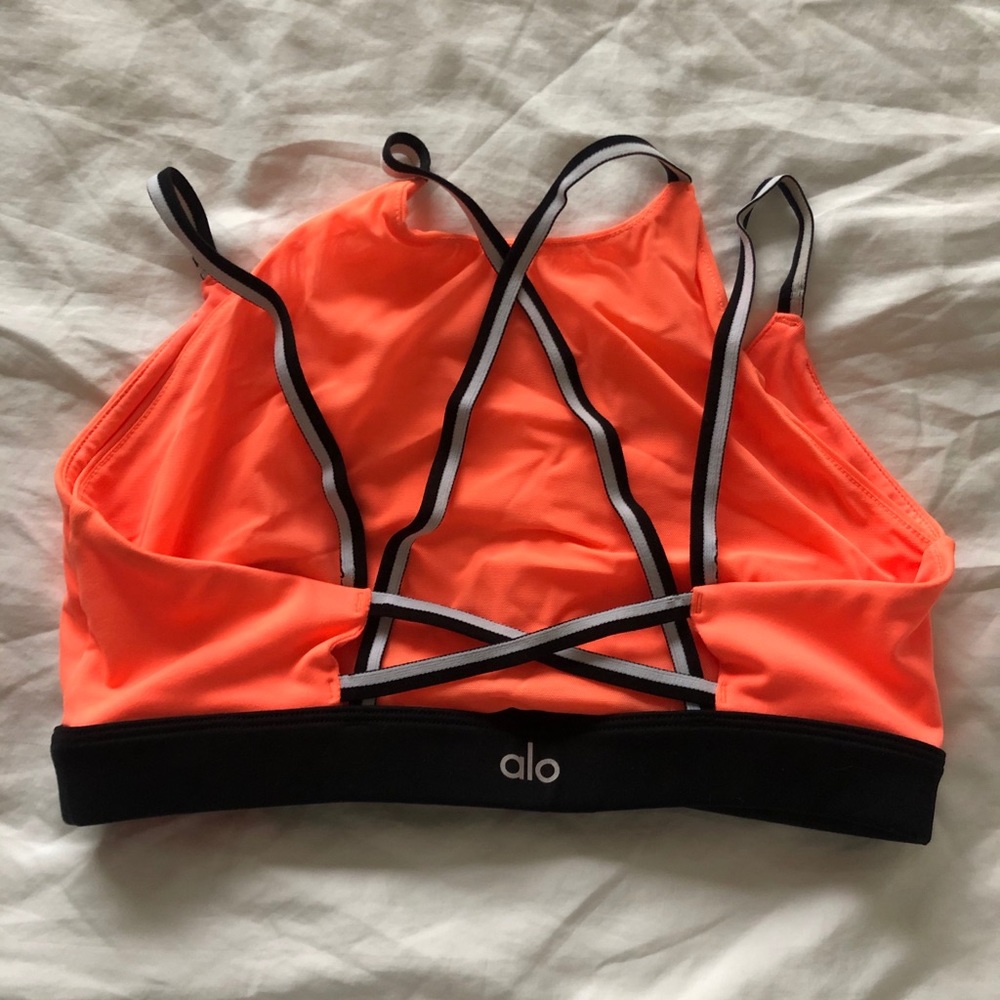 Alo yoga orange sports bra
